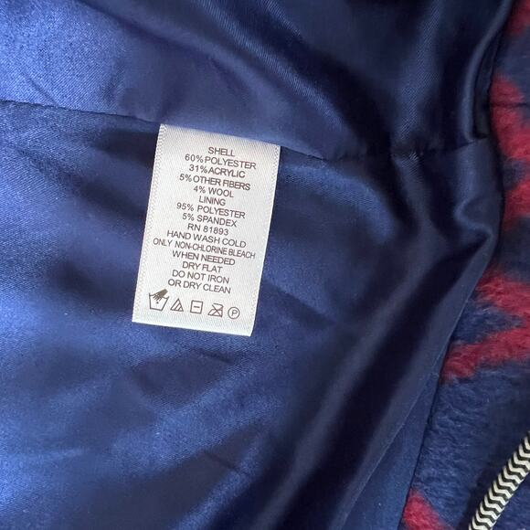 C. Wonder Blue Red Geometric Wool Blend Coat NWT - Picture 7 of 8